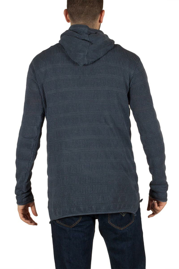 Ανδρικό πουλόβερ μπλε με κουκούλα