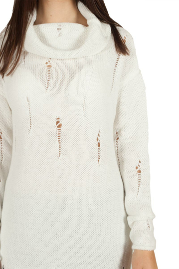 Baraaka Arachide μακριά πλεκτή τουνίκ λευκή