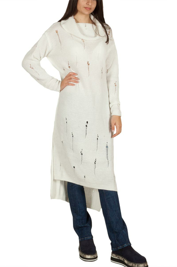 Baraaka Arachide μακριά πλεκτή τουνίκ λευκή