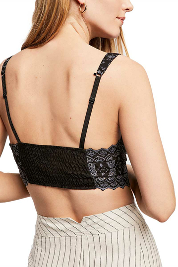 Free People Ezra μαύρο μπουστάκι με κέντημα