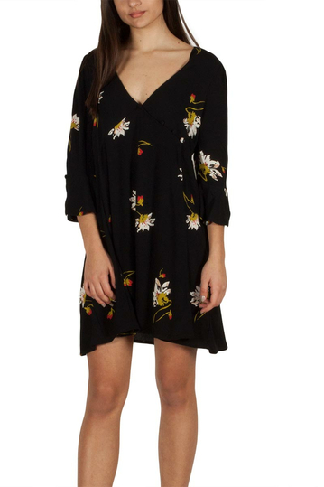 Free People Time on my side boho dress black floral