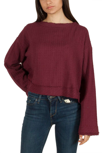 Free People Waking in Hueco long sleeved open back top raspberry