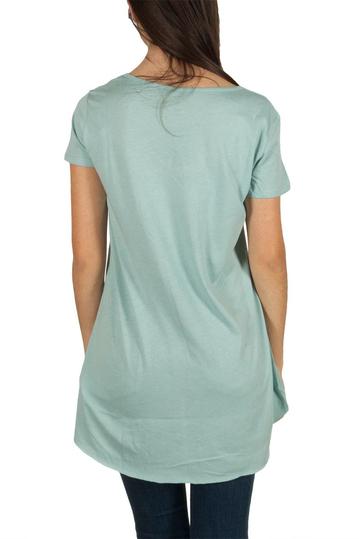 LTB Cepira γυναικεία κοντομάνικη ασύμμετρη μπλούζα ανοιχτό πετρόλ