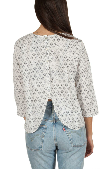 LTB Kamito cotton linen-blend μπλούζα με τρουακάρ μανίκια