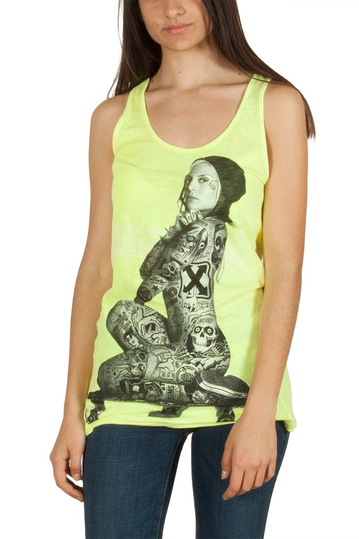 Rude is cool women's tank-top "Tony" fluo yellow