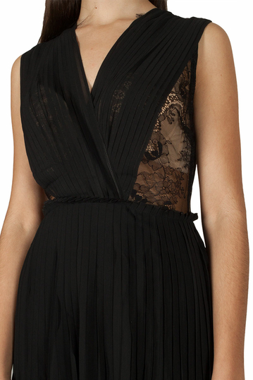 Ryujee Door μαύρο πλισέ φόρεμα με δαντέλα