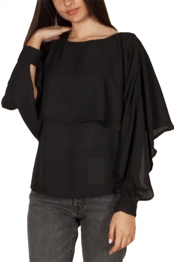 Ryujee Thor μαύρη αμάνικη μπλούζα με πρόσθετη κάπα