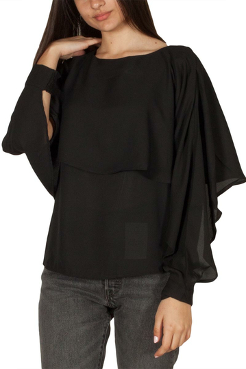 Ryujee Thor ruffled cape top black