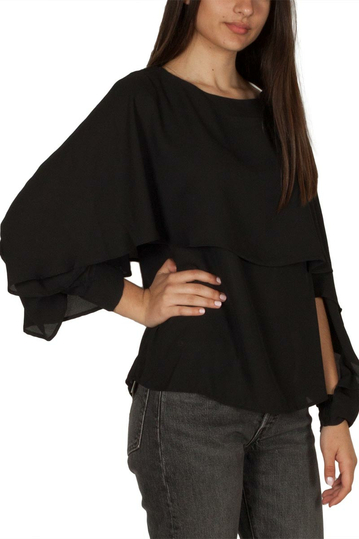 Ryujee Thor μαύρη αμάνικη μπλούζα με πρόσθετη κάπα