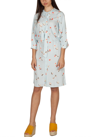 Soft Rebels Near άκουα φόρεμα με Μάο γιακά και κουμπιά