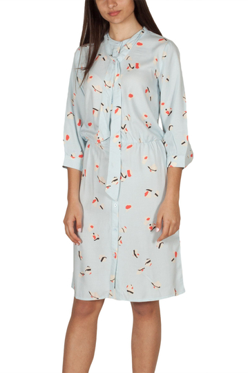 Soft Rebels Near άκουα φόρεμα με Μάο γιακά και κουμπιά