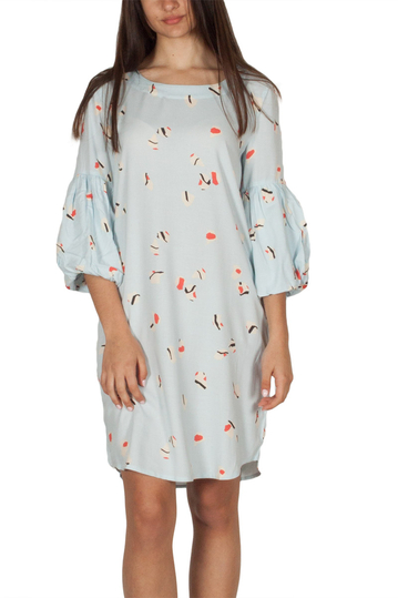 Soft Rebels Near balloon sleeve tunic dress aqua