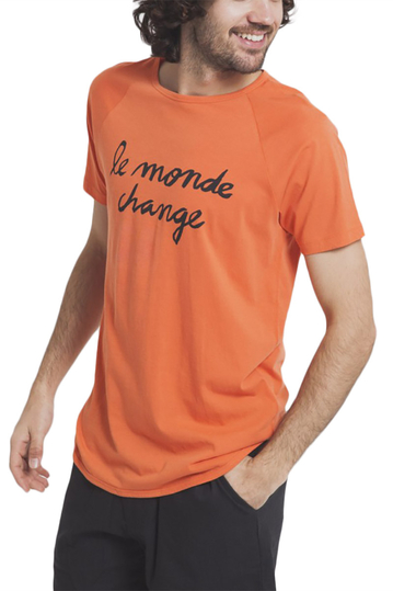 Thinking Mu ανδρικό t-shirt Le monde change πορτοκαλί