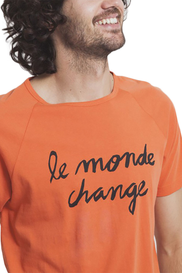 Thinking Mu ανδρικό t-shirt Le monde change πορτοκαλί