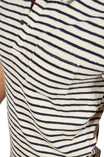 Anerkjendt Down ανδρικό polo t-shirt φροτέ εκρού-navy