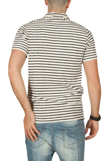 Anerkjendt Down ανδρικό polo t-shirt φροτέ εκρού-navy