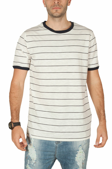 Anerkjendt Ove striped t-shirt white-navy