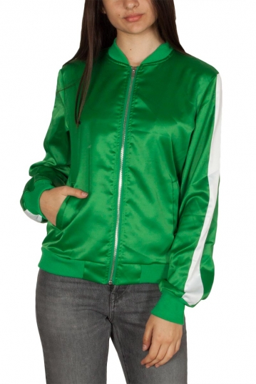 Daisy Street women's athletic bomber jacket green