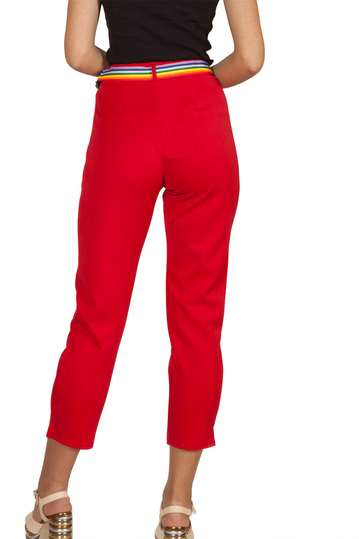 Daisy Street cropped pants with rainbow belt