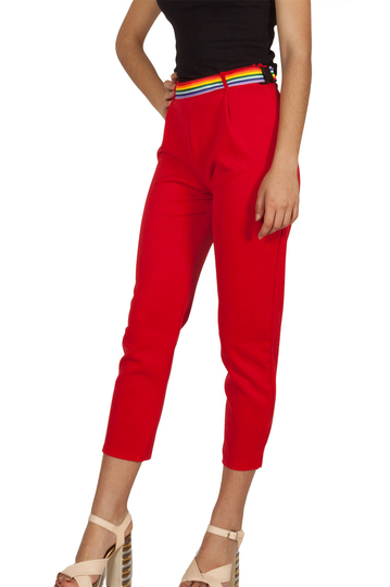 Daisy Street cropped pants with rainbow belt