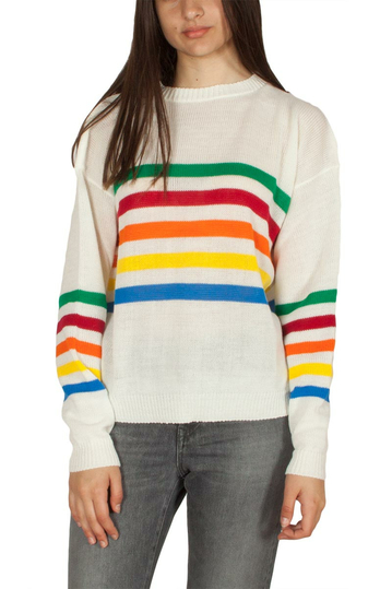 Daisy Street jumper cream with rainbow stripes