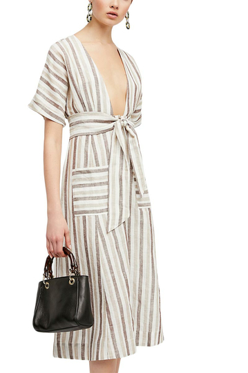 Free People Monday midi striped dress stone