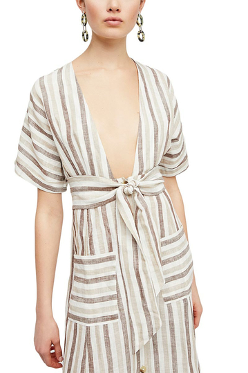 Free People Monday μίντι φόρεμα ριγέ μπεζ