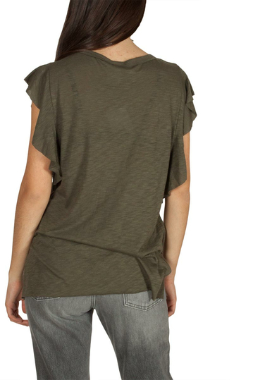 Free People So easy χακί τοπ με βολάν μανίκια