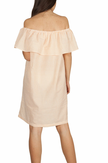 Pepaloves Dulce Bardot mini striped dress orange