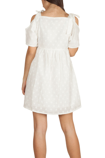 Pepaloves Hearts off-the-shoulder smock mini dress white