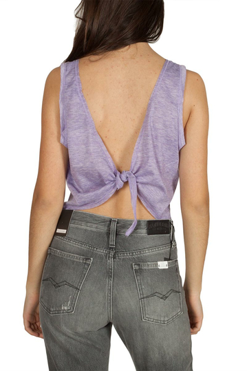 Pepaloves Irena tie open back crop top lilac
