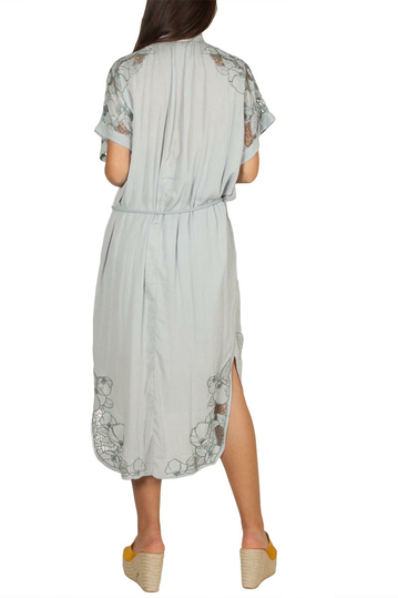 Free People cut it out κοντομάνικο μίντι φόρεμα γαλάζιο