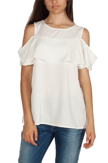 Rut & Circle Sanna cold shoulder frill top white