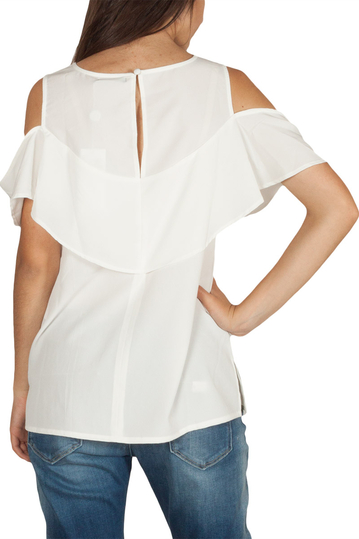 Rut & Circle Sanna cold shoulder frill top white