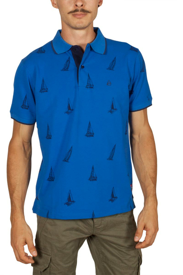 Beneto Maretti printed pique polo shirt electric blue