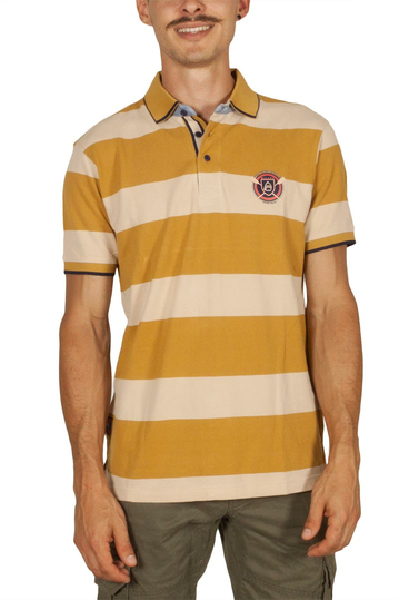 Beneto Maretti striped pique polo shirt mustard