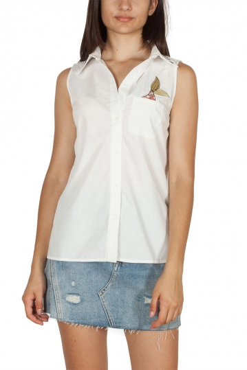 Migle + me sleeveless shirt white with embroidery
