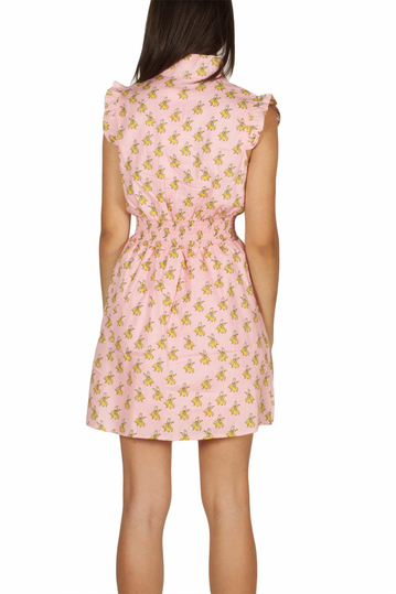 Migle + me αμάνικο μίνι φόρεμα ροζ grazy banana print