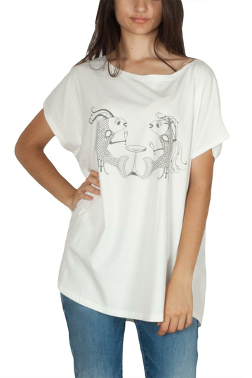 Migle + me baggy t-shirt Fish white