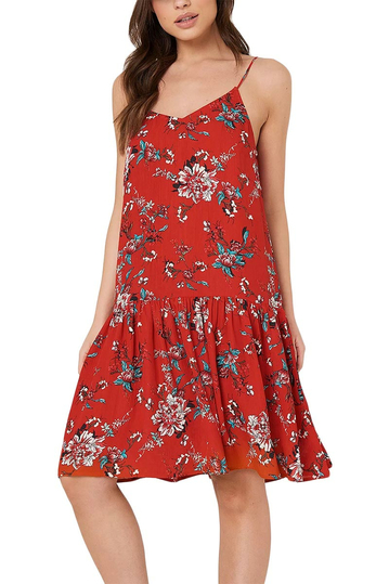 Rut & Circle Fatima dropped waist strap dress red