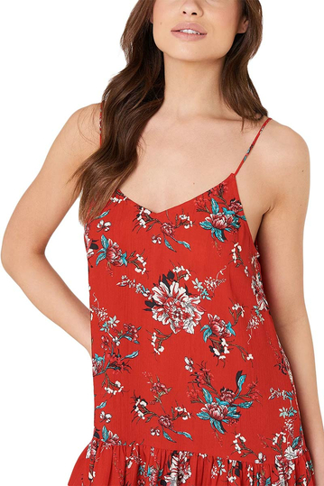 Rut & Circle Fatima dropped waist strap dress red