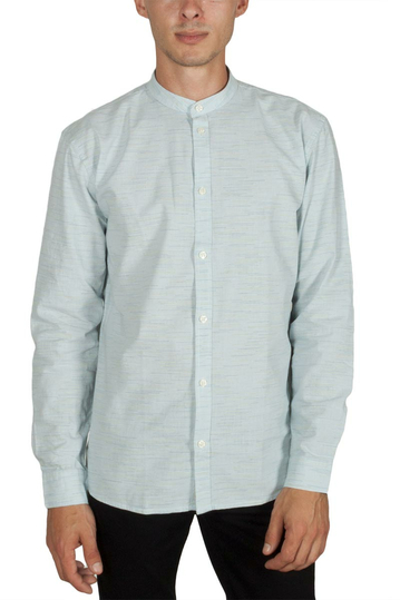 Minimum Odden Mao collar shirt soft blue melange