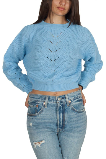 Daisy Street cropped knit jumper light blue