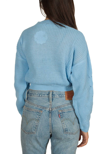 Daisy Street cropped knit jumper light blue