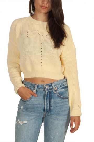 Daisy Street cropped knit jumper yellow