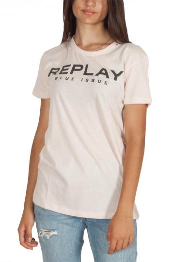 Replay logo print T-shirt light pink