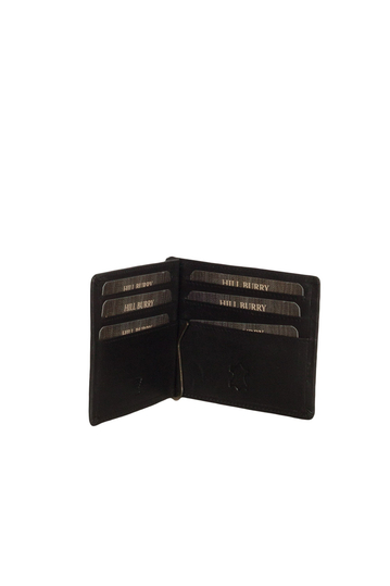 Hill Burry men's leather RFID wallet black with money clip