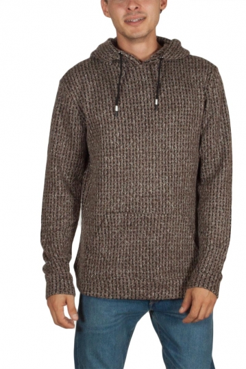 Anerkjendt Nigel hooded knit sweater with hood black-brown melange