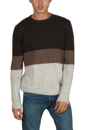 Anerkjendt Thorkild colorblock knit sweater brown marl