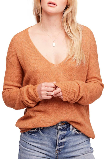 Free People Gossamer V-neck sweater terracotta